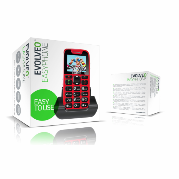 EVOLVEO EasyPhone, mobilní telefon pro seniory s nabíjecí...