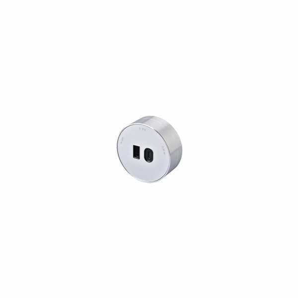 Viking zásuvkový modul A60, 1x USB-A, 1x USB-C, PD, stříbrná