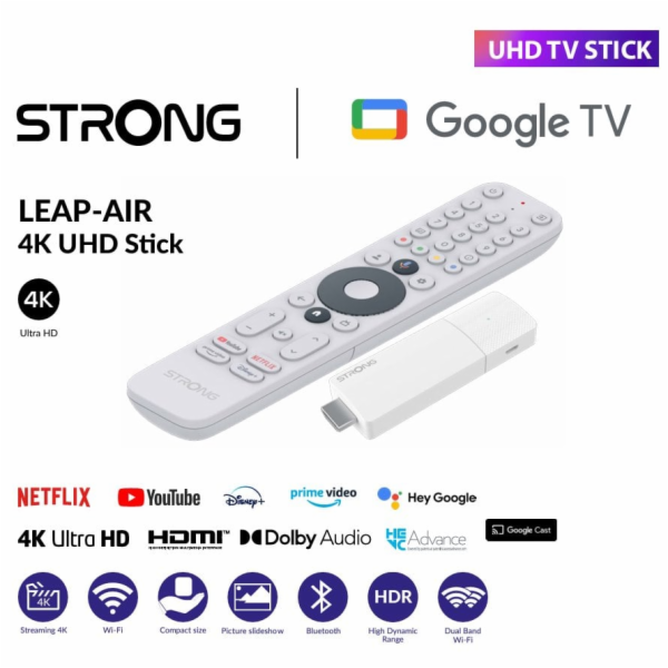 STRONG 4K Google TV stick LEAP-AIR/ 4K Ultra HD/ H.265/ H...