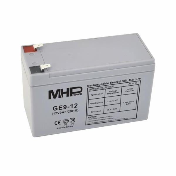 Baterie MHPower GE9-12 GEL, 12V/9Ah, F2, Deep Cycle 