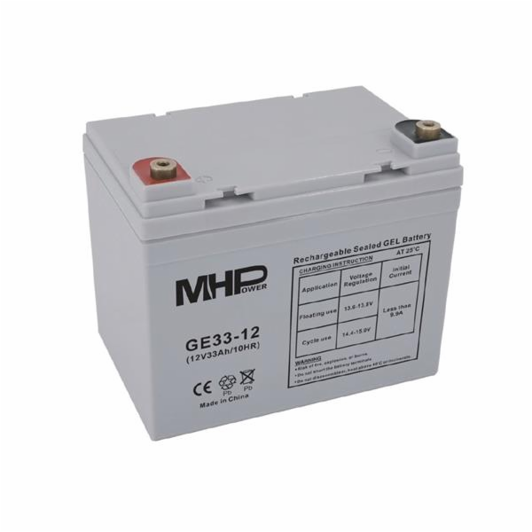 Baterie MHPower GE33-12 GEL, 12V/33Ah, T2-M6, Deep Cycle 