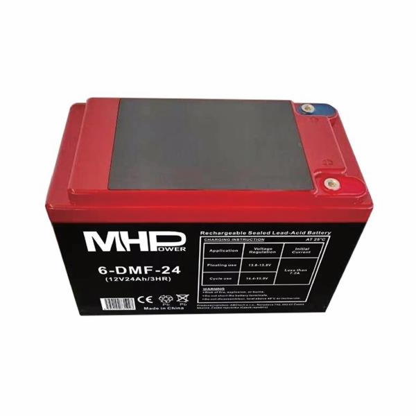 Baterie MHPower 6-DMF-24 Trakční gelová, 12V/24Ah, Termin...