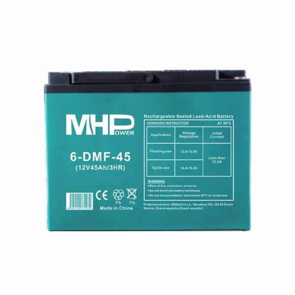 Baterie MHPower 6-DMF-45 Trakční gelová, 12V/45Ah, Termin...