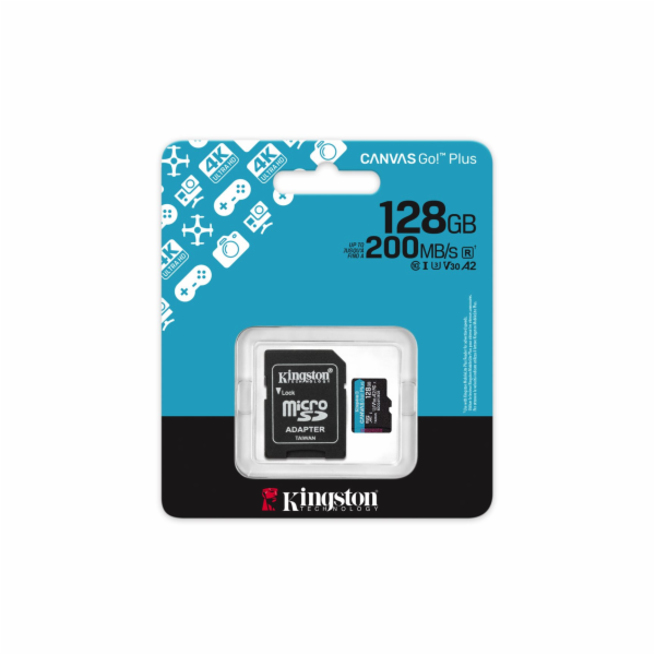 Kingston MicroSDXC karta 128GB Canvas Go! Plus, R:200/W:1...