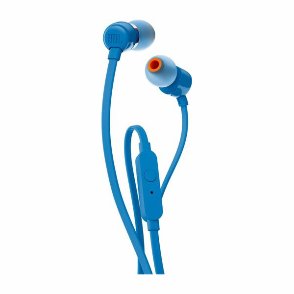 JBL Tune 110 - blue (Pure Bass, plochý kabel, mikrofon)