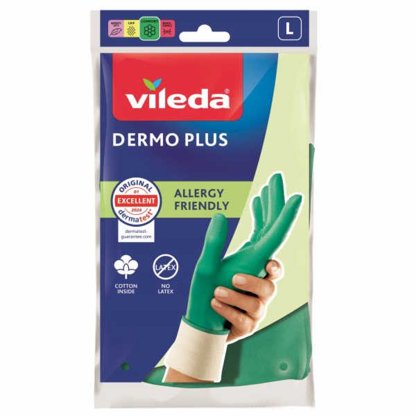 Vileda Dermo Plus „L“ rukavice Zelená Bavlna, Nitril