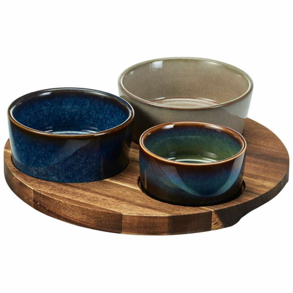 Servírovací misky na akátovém podnose sada 4 ks KO-278001190