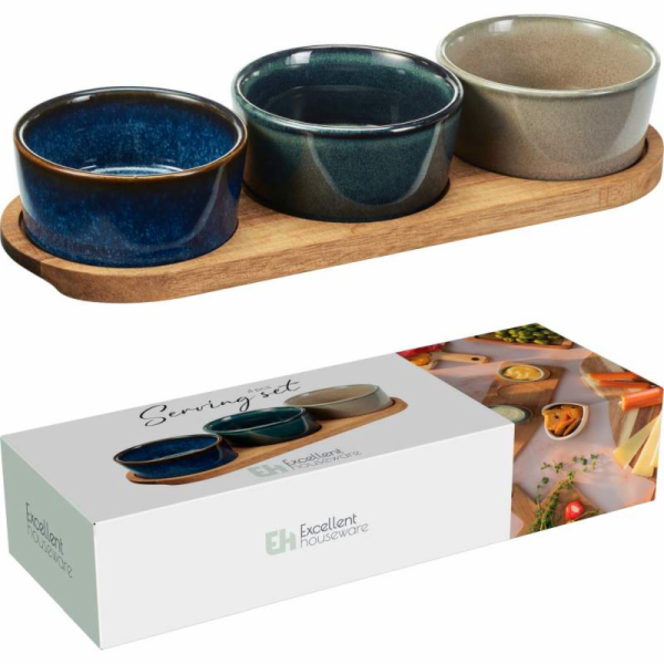 Servírovací misky na akátovém podnose sada 4 ks KO-278001170