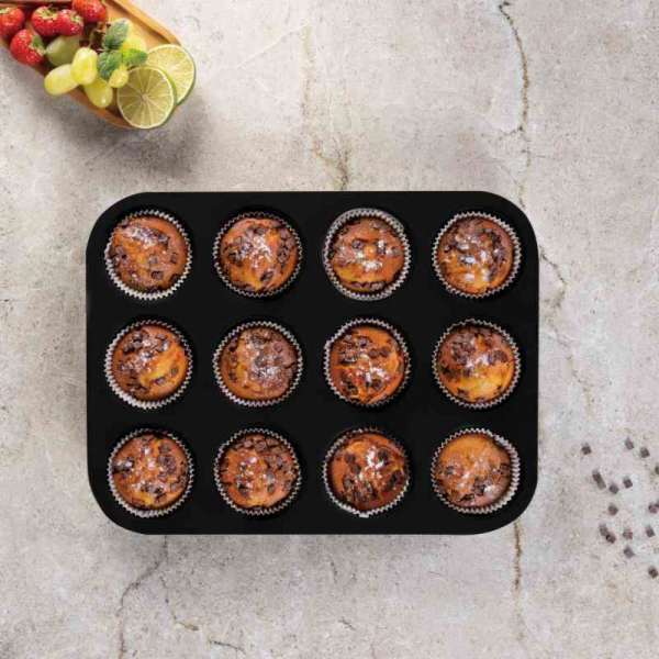 Forma na muffiny s nepřilnavým povrchem 12 ks Antracit Co...