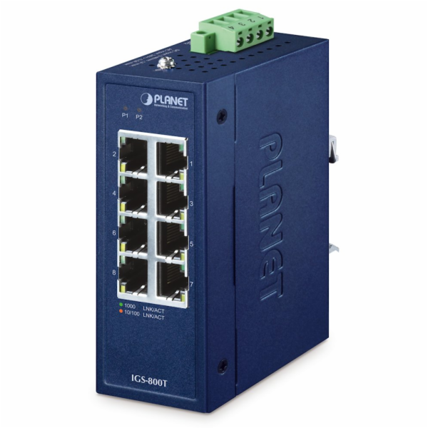 Planet IGS-800T Kompaktní Průmyslový Switch 8x1Gb RJ45, -...