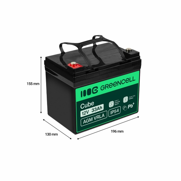 Green Cell AGM VRLA IP54 12V 33Ah baterie pro sekačky na ...