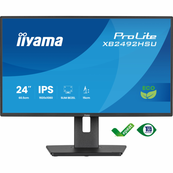 24" iiyama XB2492HSU-B1:IPS,FHD,HDMI,DP,green,HAS