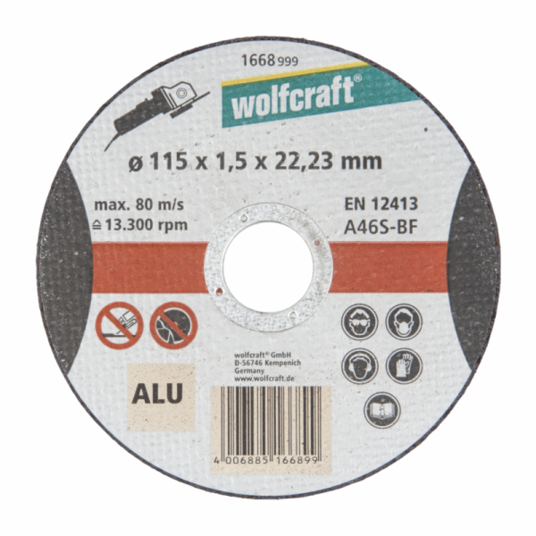 Wolfcraft řezací kotouč na hliník, extra tenký, pr. 115 m...