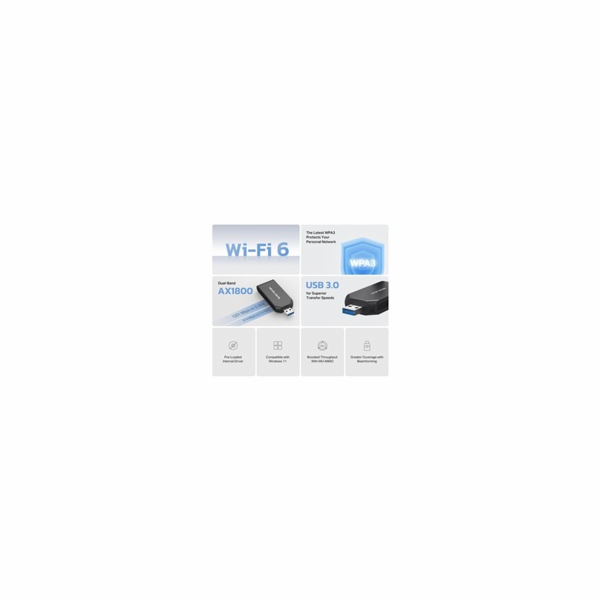 MERCUSYS MA70XM WiFi6 USB adapter (AX1800,2,4GHz/5GHz,USB...