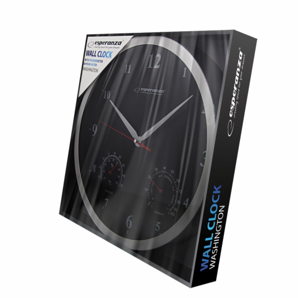 Esperanza Washington Černý Mechanický nástěnný hodiny Kul...