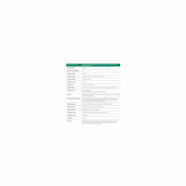 HPE ML30 Gen11 6315P, 32GB, 2 x 1TB SATA NHP