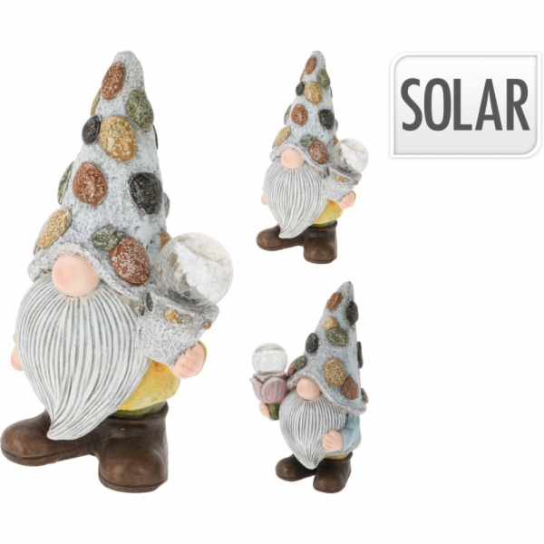 Zahradní dekorace trpaslík a solární lampa 33,5 cm tulipá...