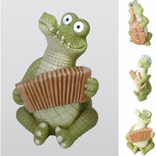 Zahradní dekorace krokodýl s harmonikou solární 47 cm KO-...