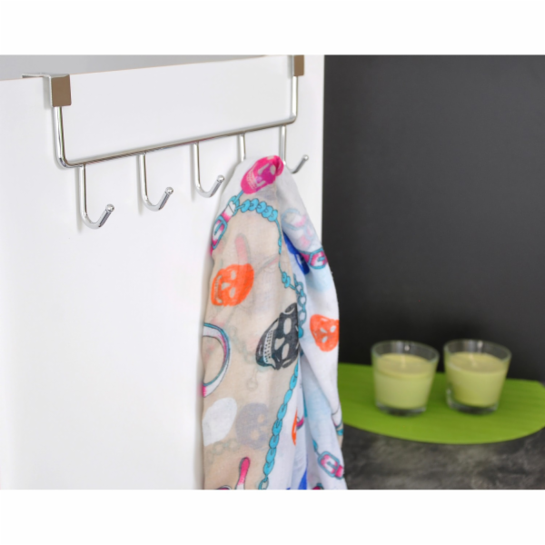 Věšák na kabáty Siro na dveře, kov, lesklý chrom, délka 3...