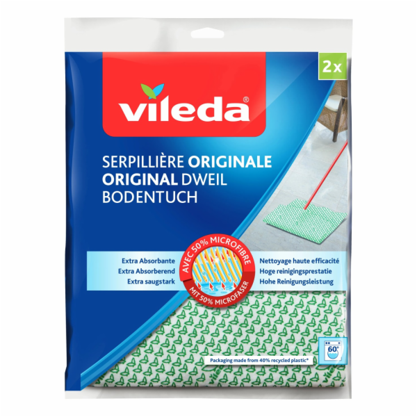 Vileda podlahová utěrka s 50% mikrovláknem, balení po 2 k...