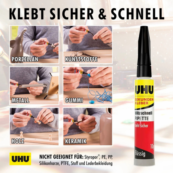 Uhu Super Glue Lightning Fast pipeta 10 g