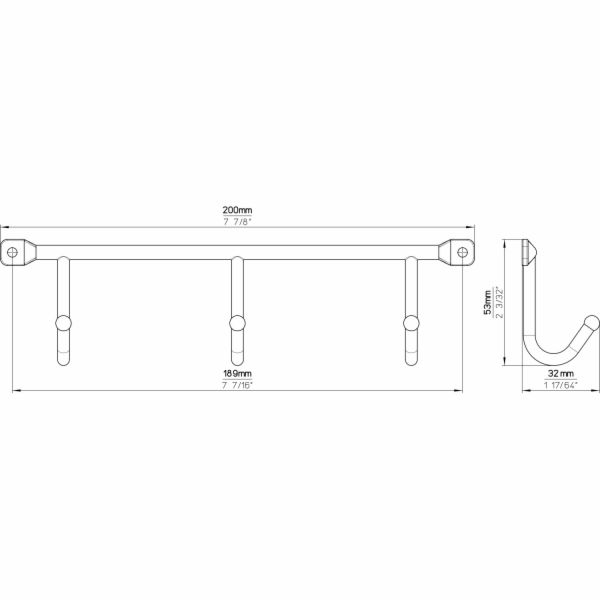 Lišta na háčky Siro 2081, kovová, chromovaná, lesklá, dél...