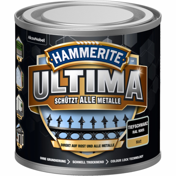Hammerite Ultima Premium ochranná barva na kov, matná tma...