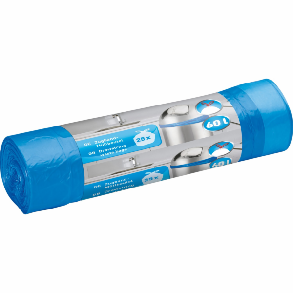 Pytle na odpadky se stahovací šňůrkou 60 l modré 25 kusů