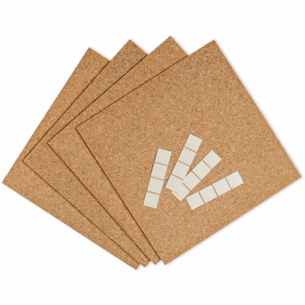 Nástěnka s lepicími polštářky, sada 4 kusů, hnědá