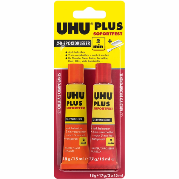 Uhu Plus Instant Set dvousložkové epoxidové lepidlo trans...