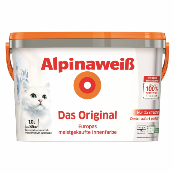 Nástěnná barva Alpinaweiß, originální bílá matná, 10 l