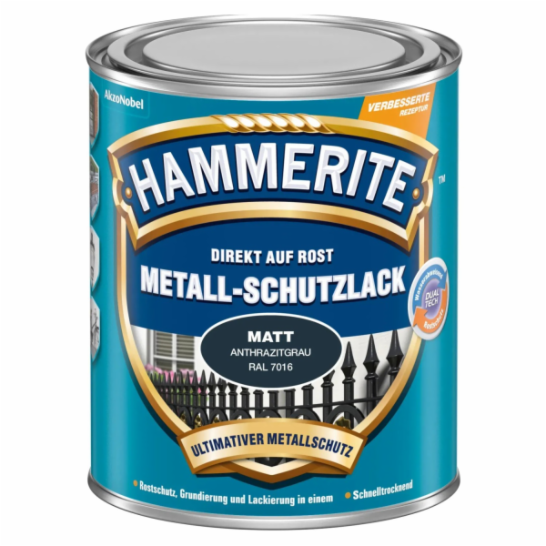 Hammerite ochranná barva na kov antracitová matná 750 ml