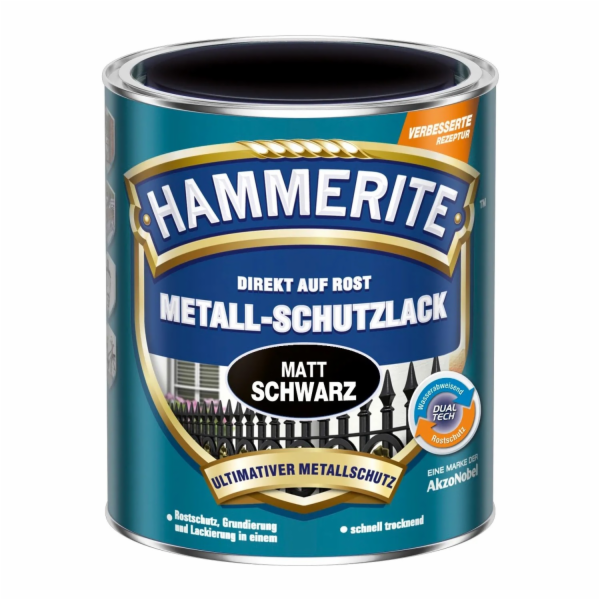 Ochranná barva na kov Hammerite, matná černá, 750 ml