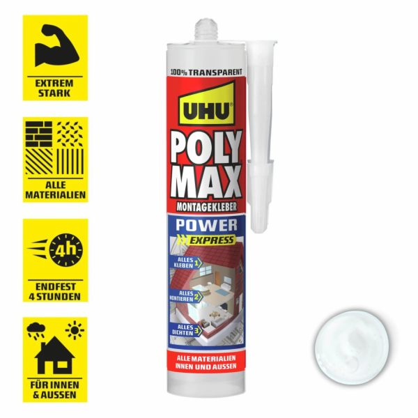 UHU Poly Max Mounting Adhesive Power Transparent 300 g