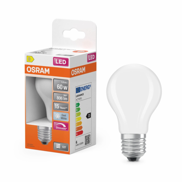 Žárovka Osram LED E27, tvar žárovky 5,9 W, 806 lm, neutrá...