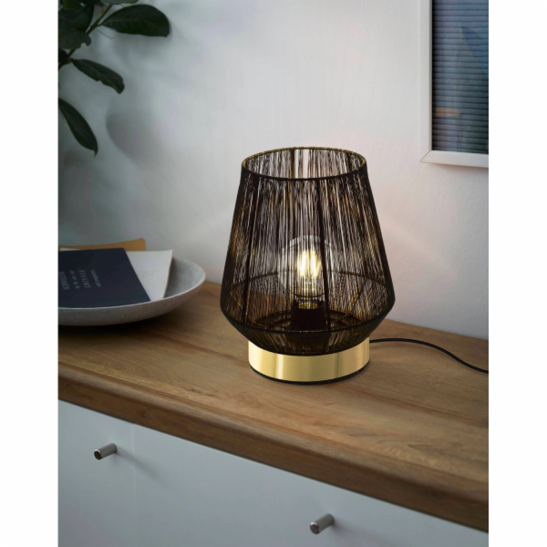 Stolní lampa Eglo Escandidos, 1 žárovka, O 22 cm, mosaz-č...