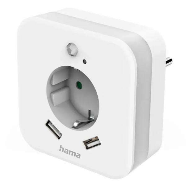 Noční světlo Hama LED se zásuvkou, 2 USB porty, senzor po...