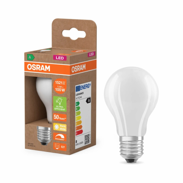 LED žárovka Osram E27, tvar žárovky A100, matná, 7,2 W, 2...