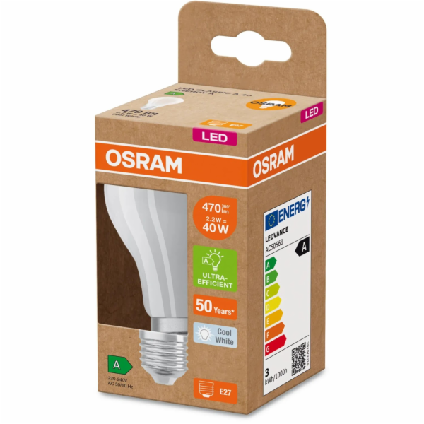 LED žárovka Osram E27, tvar žárovky 2,2 W, 470 lm, 10,5 x...