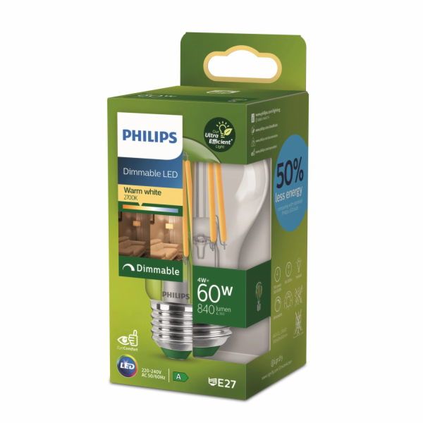 LED žárovka Philips E27, tvar žárovky 4 W, 840 lm, 10,8 x...