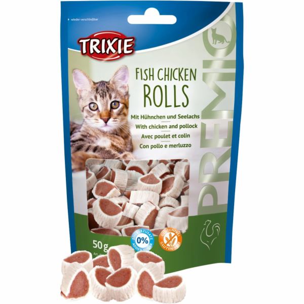 Trixie Cat Snacks Premio Fish Chicken Rolls Kuře/Trosky 50 g