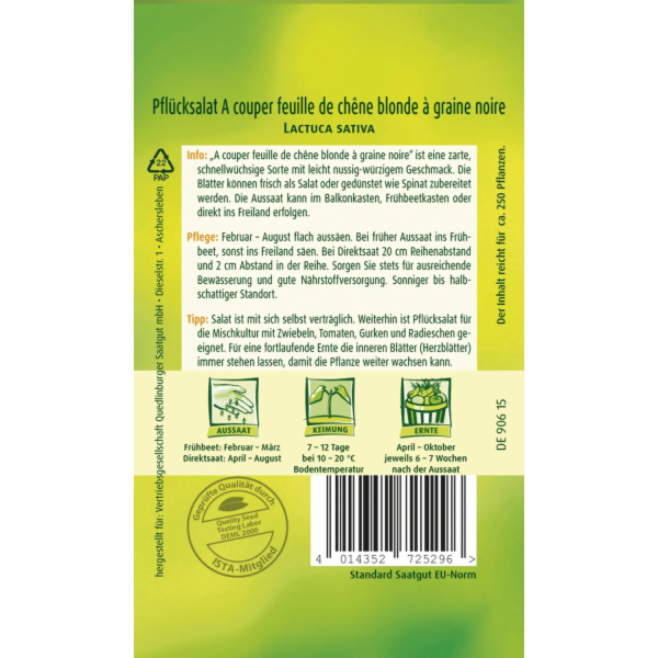 Quedlinburger Pick Salad   A couper feuille de chene blon...