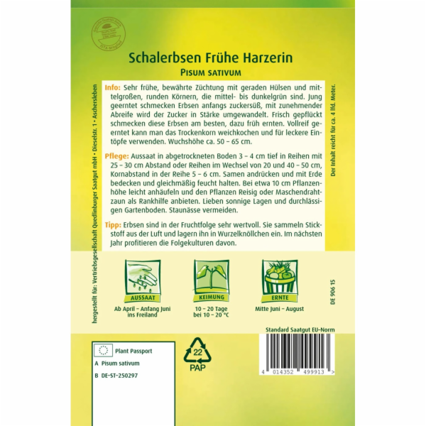 Quedlinburský hrášek  Early Harzerin 