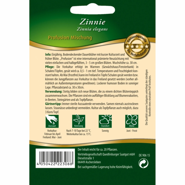 Směs volných semen Quedlinburg Zinnias "Profusion"
