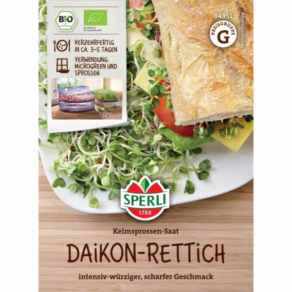 Semena organických klíčků Sperli „Daikon ředkev“ (Raphanu...