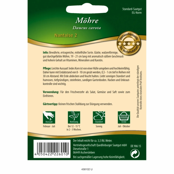 Peletovaná semena mrkve Quedlinburg "Nantaise 2"