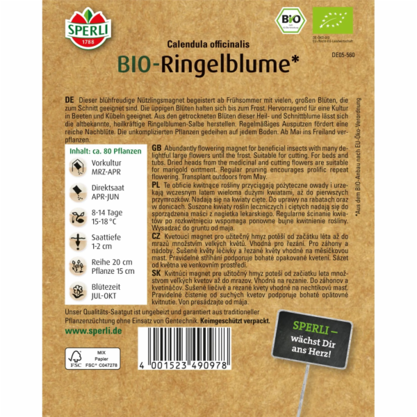 Sperli Bio měsíček lékařský, pomeranč a měsíček lékařský