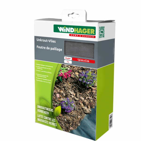 Tkanina na hubení plevele Windhager 50 g/m2 Černá 1,6 m x...