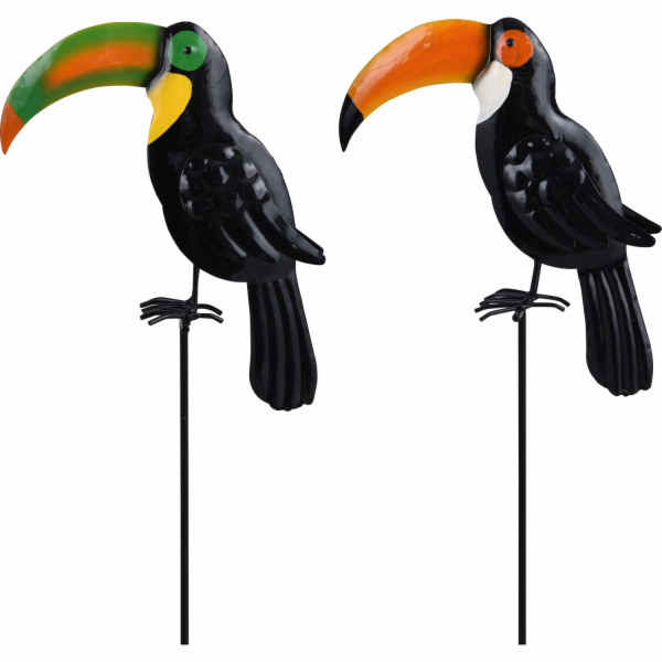 Zahradní kůl tukan zeleno-oranžový 70 cm 2cestný různobar...