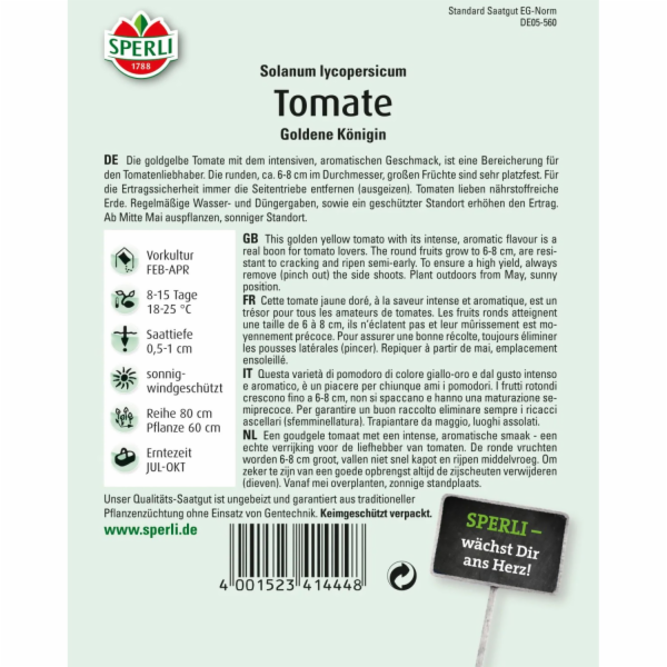 Sperli rajčata "Zlatá královna"